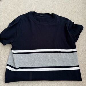 Brandy Melville Black and Gray Striped T-Shirt one size